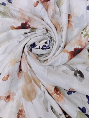 Botanical Bloom – Digital Floral Linen Satin